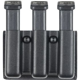 Safariland Model 75 slim open top triple magazine pouch holds two Colt 1911 pattern magazines and features Tactical Black finish.